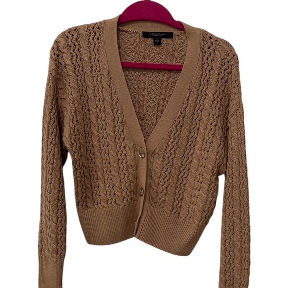 Sweaters - Women's Tan Cable Knit Cardigan Sweater